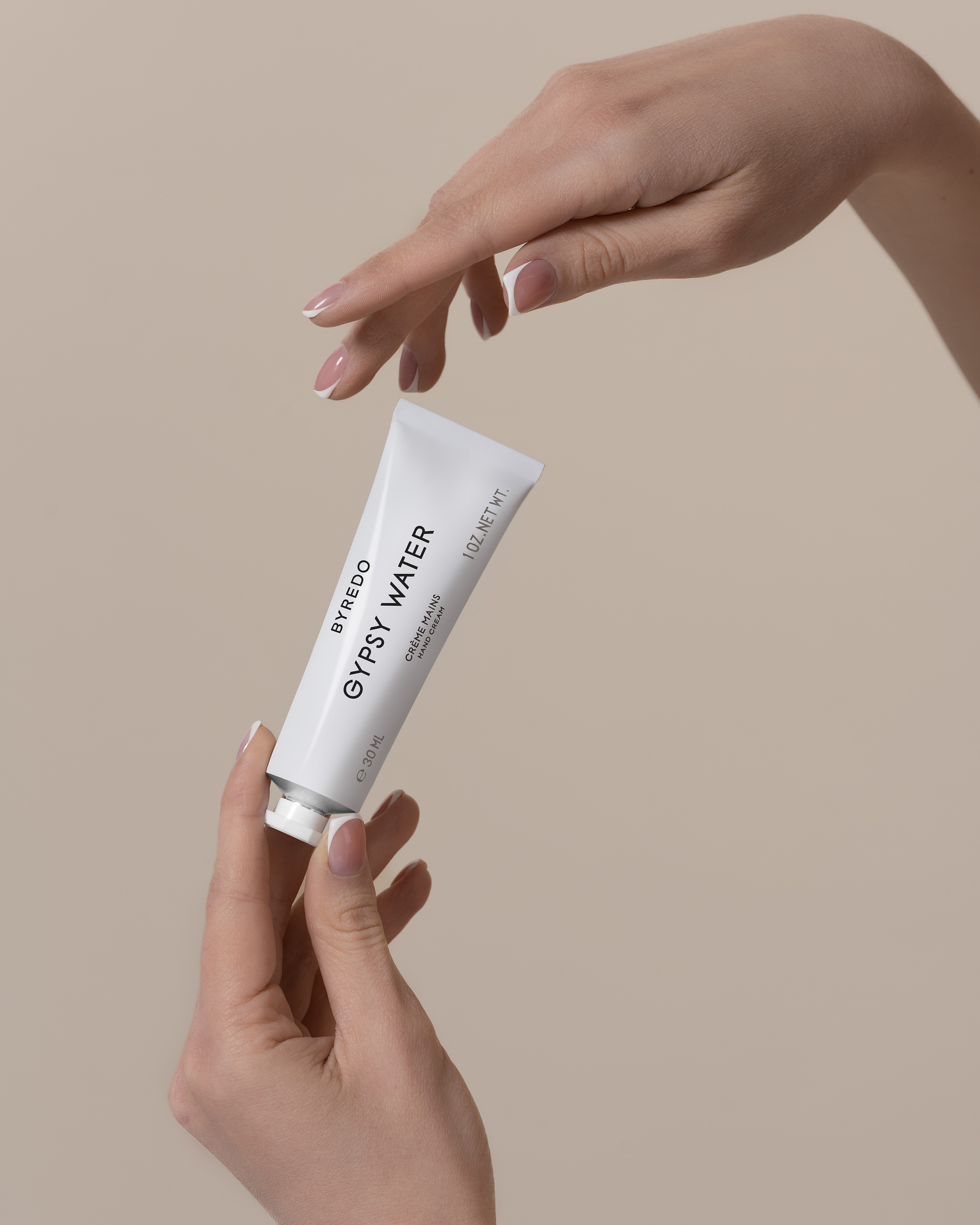 Product retouching for cosmetic and fragrance brands: Byredo Gypsy Water hand cream still life, packshot for photographers and campaigns
