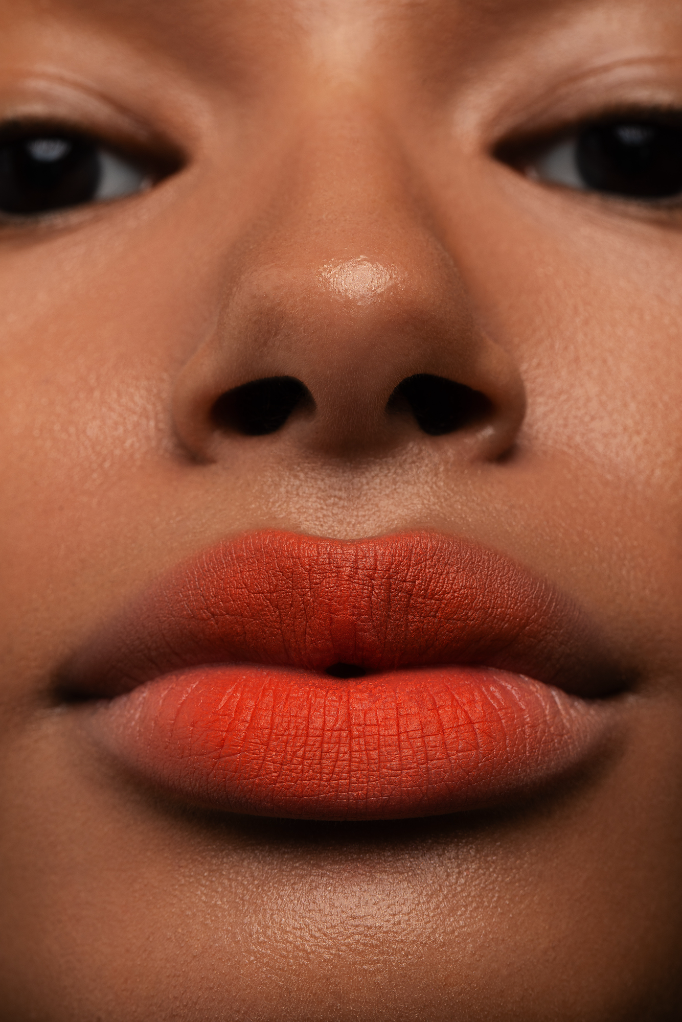 Macro lips retouching for lipstick advertising campaign with natural skin texture